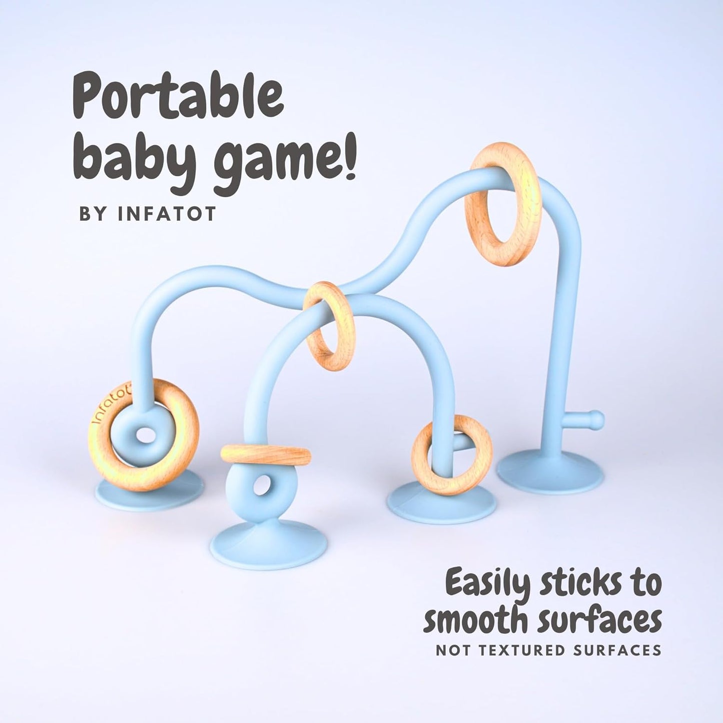 ® Suction Wood & Silicone Baby Sensory Toys - 6 Months plus - Blue