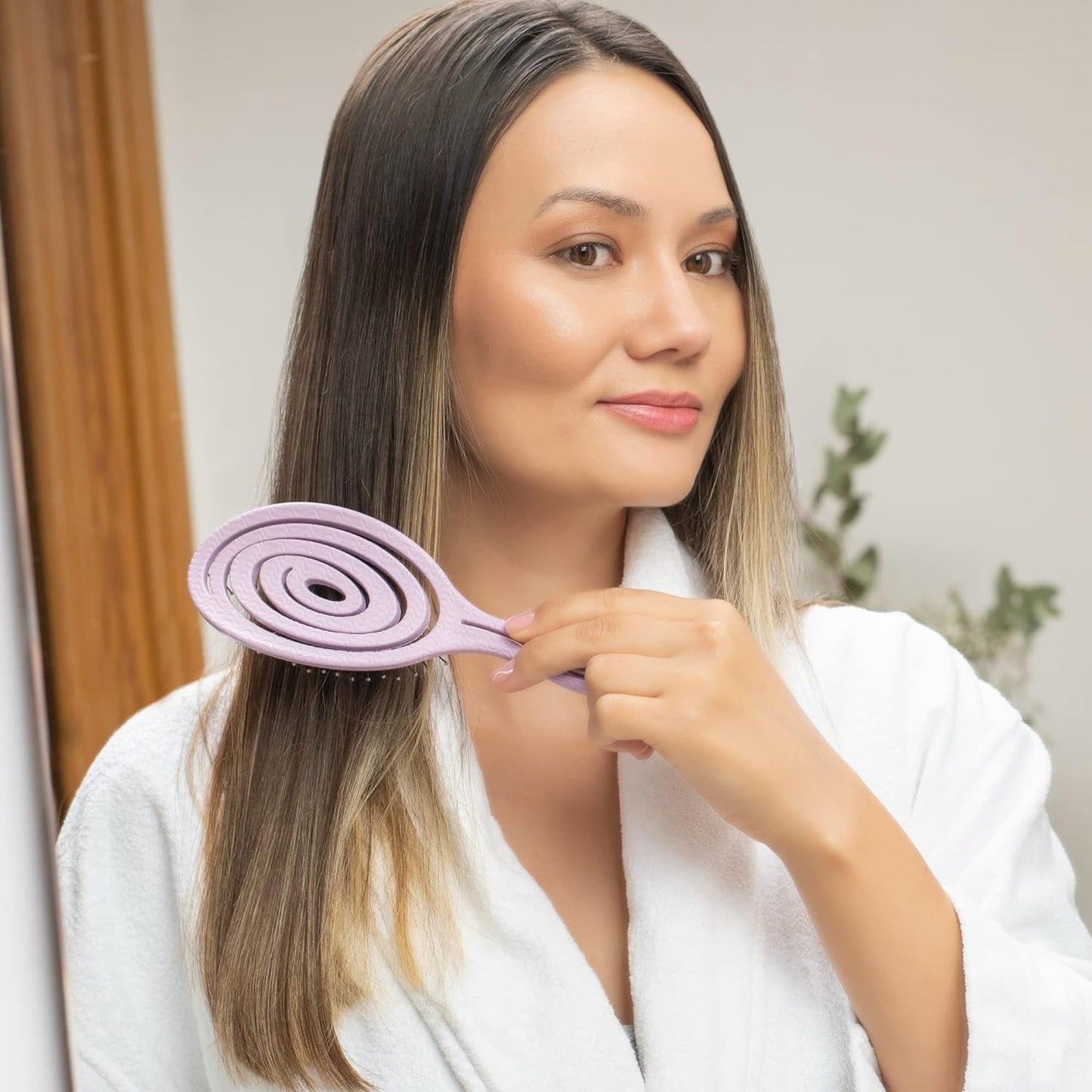 Detangling Hair Brush for Women & Men - Does Not Pull - Straightening Brushes for Straight, Curly & Wet Hair - Detangle Brush - Unique Spiral Hairbrush - Pink