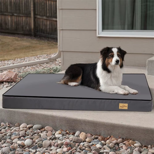 Large Orthopaedic Dog Bed Waterproof Cushion Pet Mattress 2 in 1 Pet Dog Crate Bed with Removable Washable Cover Indoor Outdoor