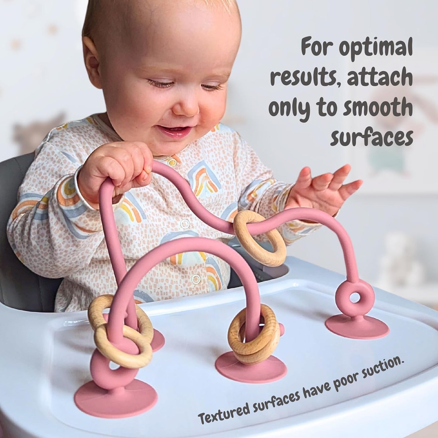 ® Suction Wood & Silicone Baby Sensory Toys - 6 Months plus - Blue