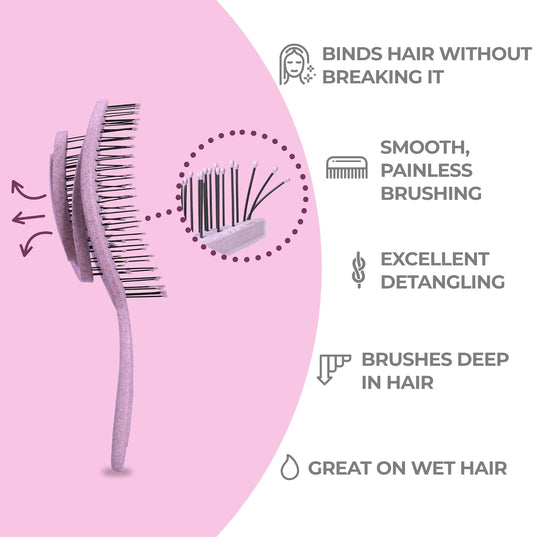 Detangling Hair Brush for Women & Men - Does Not Pull - Straightening Brushes for Straight, Curly & Wet Hair - Detangle Brush - Unique Spiral Hairbrush - Pink