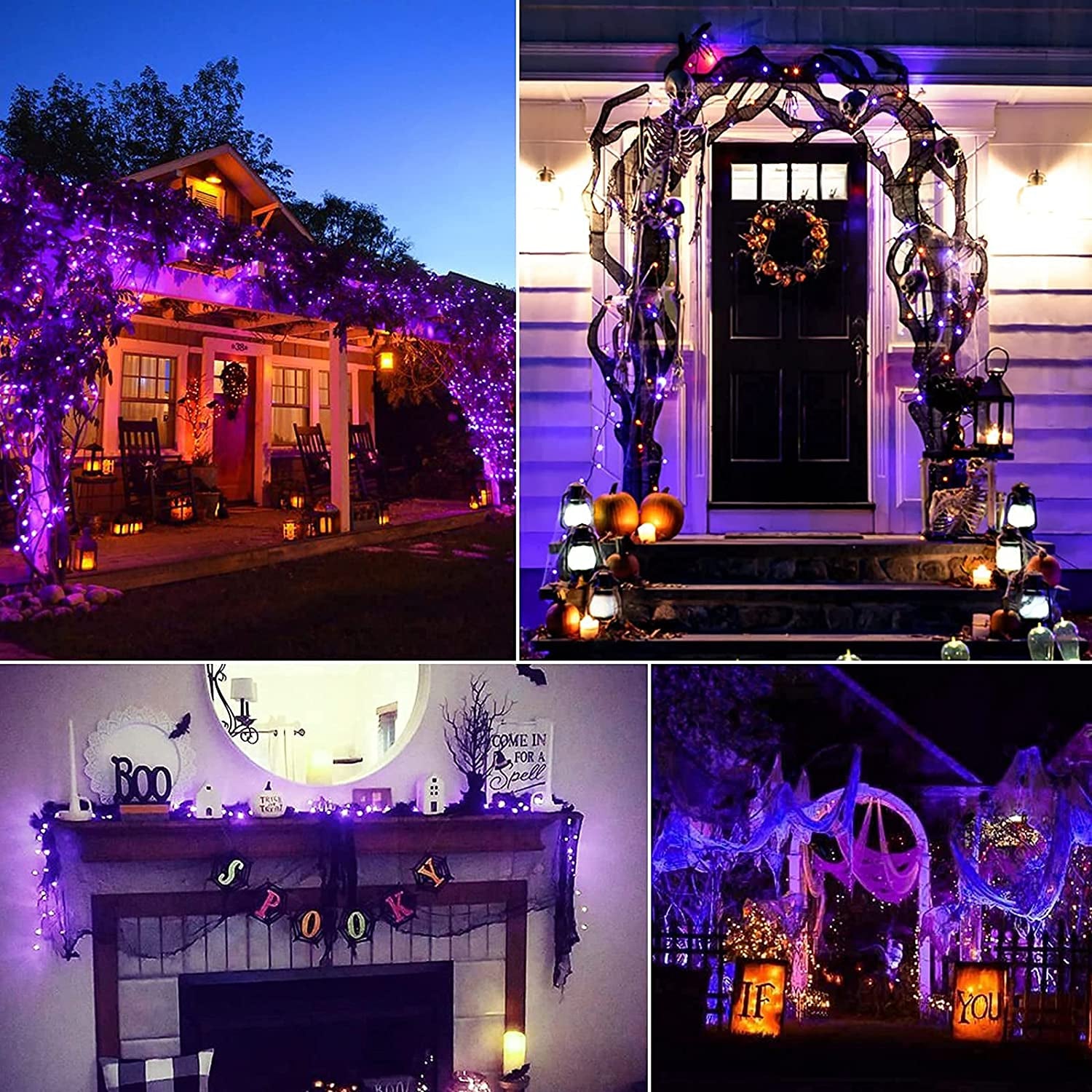 Halloween String Lights Outdoor, 98 Feet 300 Led Christmas Lights with 8 Lighting Modes for Halloween Party Christmas Xmas Tree Lights Decor(Purple)