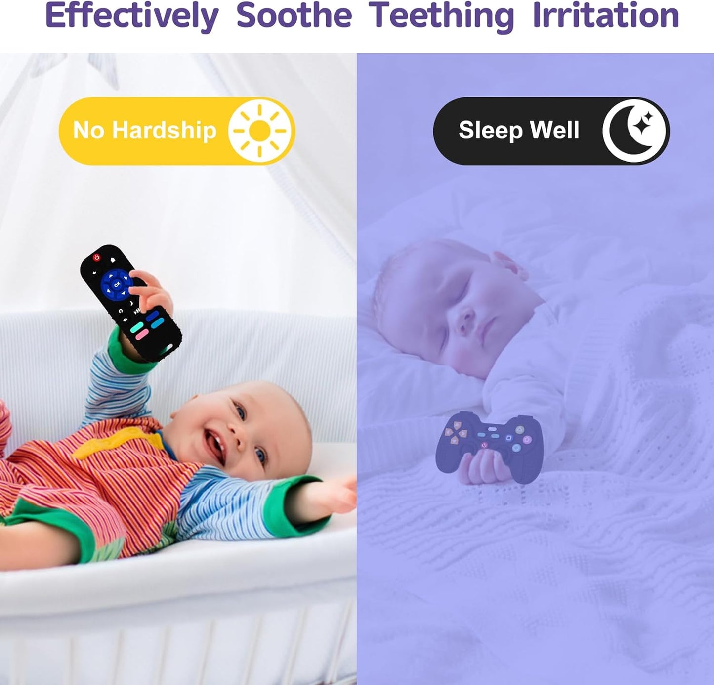 2 Pack Silicone Teething Toys for Babies 0-6 Months, Teethers for Babies 6-12 Months, Remote Teether for Baby, Sensory Toys for Babies, Baby Chew Toys