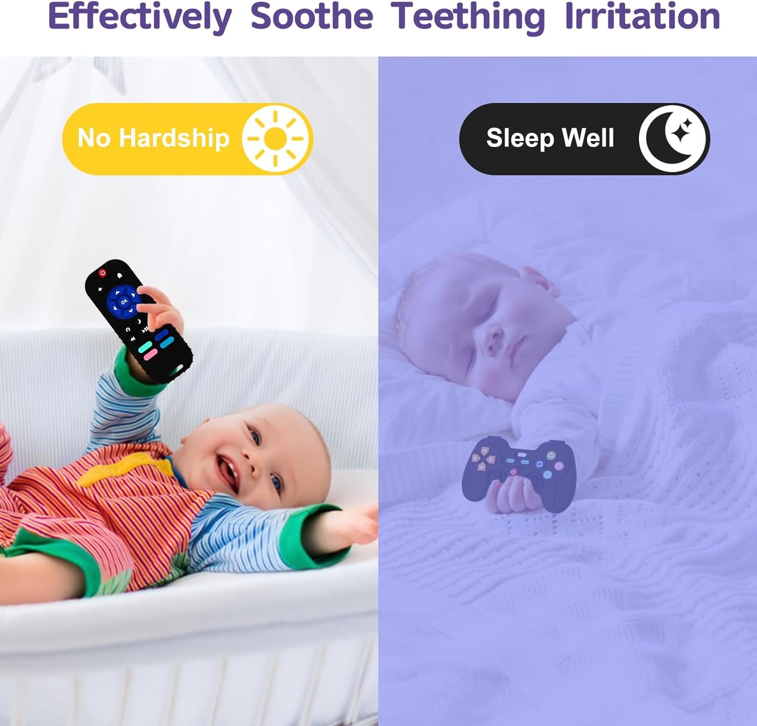2 Pack Silicone Teething Toys for Babies 0-6 Months, Teethers for Babies 6-12 Months, Remote Teether for Baby, Sensory Toys for Babies, Baby Chew Toys