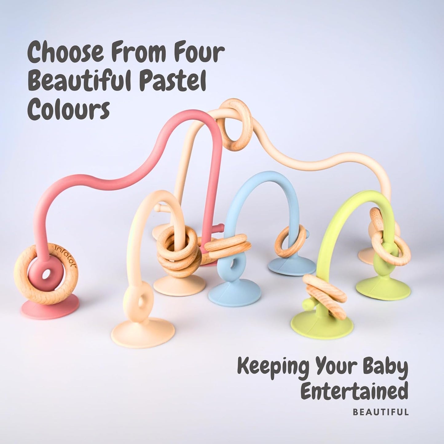 ® Suction Wood & Silicone Baby Sensory Toys - 6 Months plus - Blue