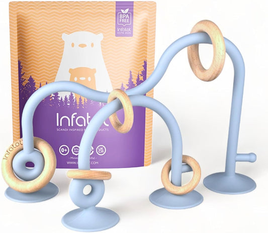 ® Suction Wood & Silicone Baby Sensory Toys - 6 Months plus - Blue