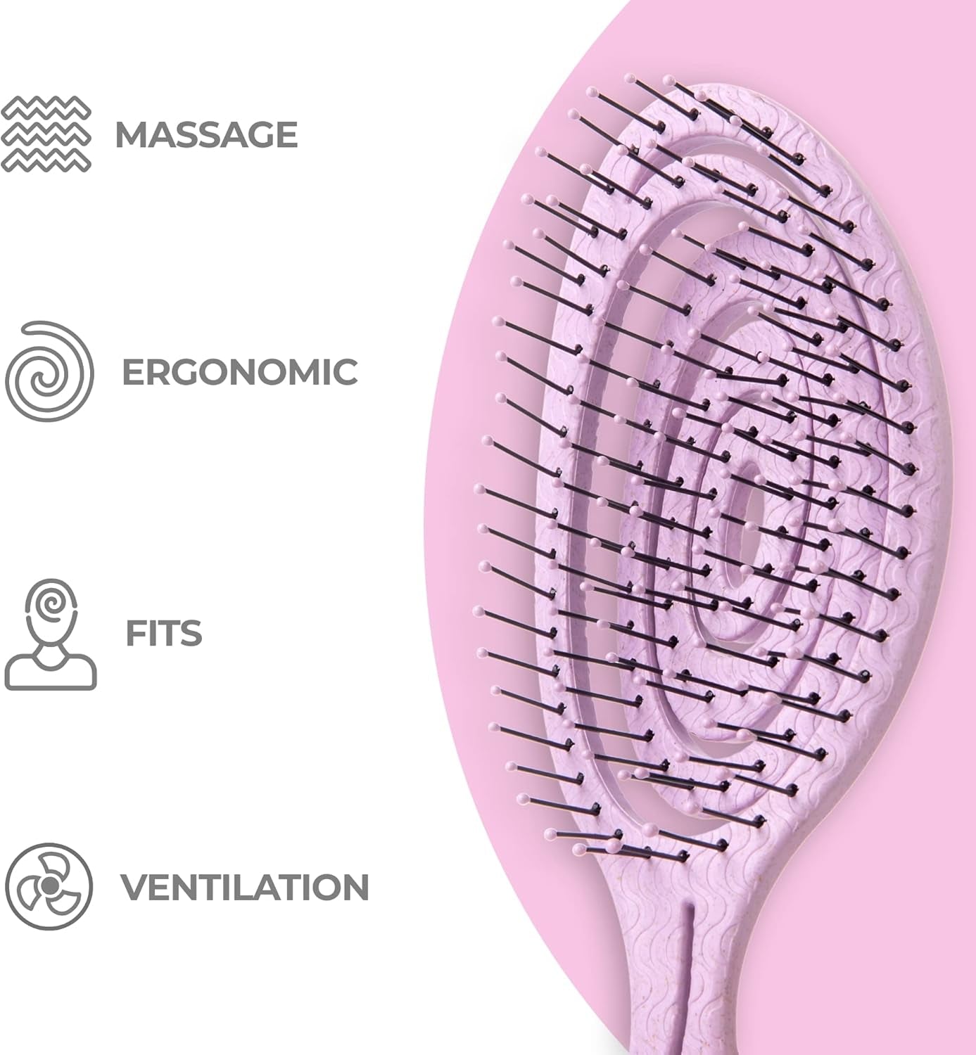 Detangling Hair Brush for Women & Men - Does Not Pull - Straightening Brushes for Straight, Curly & Wet Hair - Detangle Brush - Unique Spiral Hairbrush - Pink