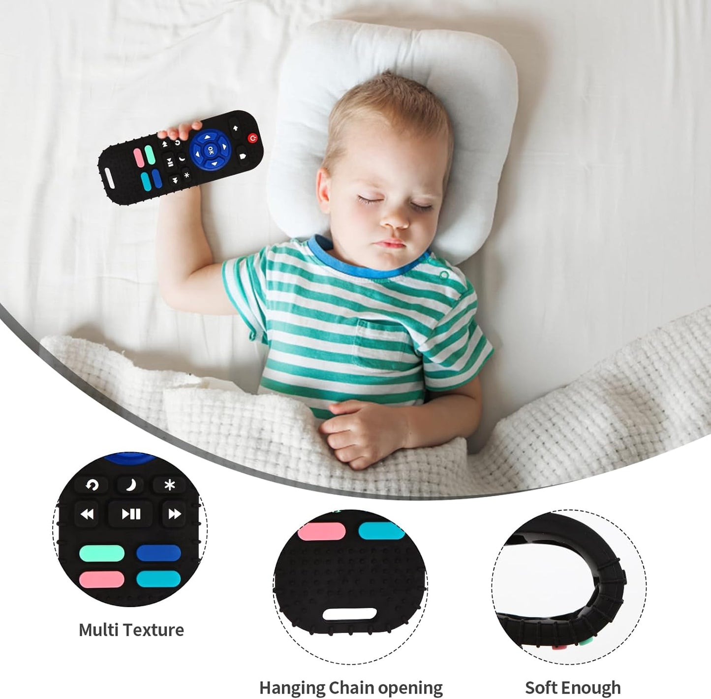 2 Pack Silicone Teething Toys for Babies 0-6 Months, Teethers for Babies 6-12 Months, Remote Teether for Baby, Sensory Toys for Babies, Baby Chew Toys