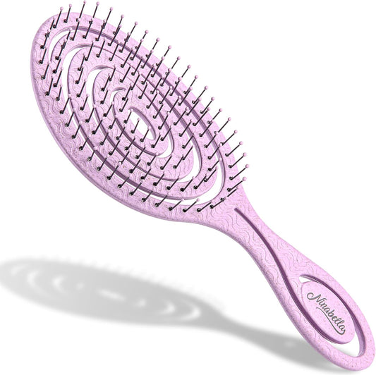 Detangling Hair Brush for Women & Men - Does Not Pull - Straightening Brushes for Straight, Curly & Wet Hair - Detangle Brush - Unique Spiral Hairbrush - Pink