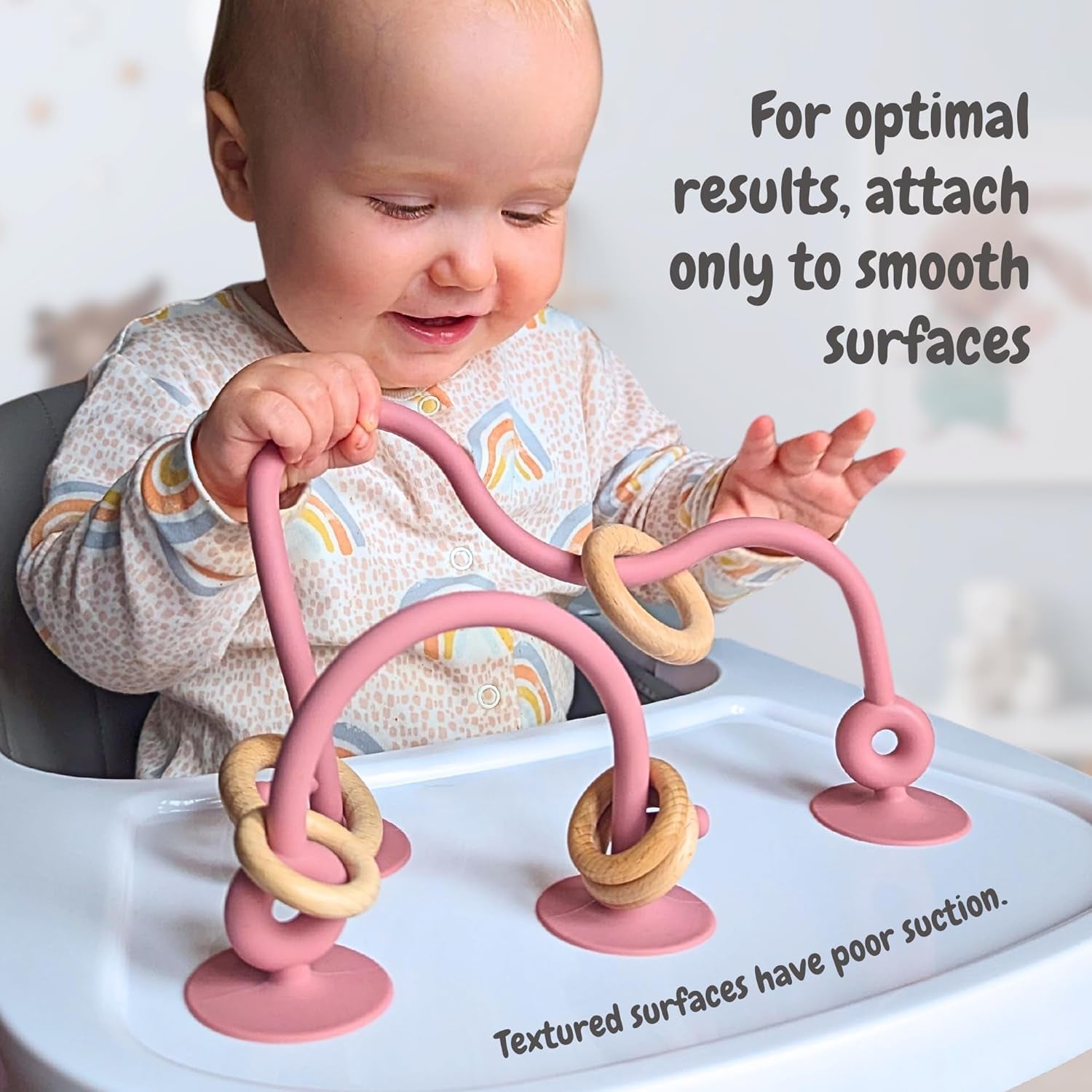 ® Suction Wood & Silicone Baby Sensory Toys - 6 Months plus - Blue