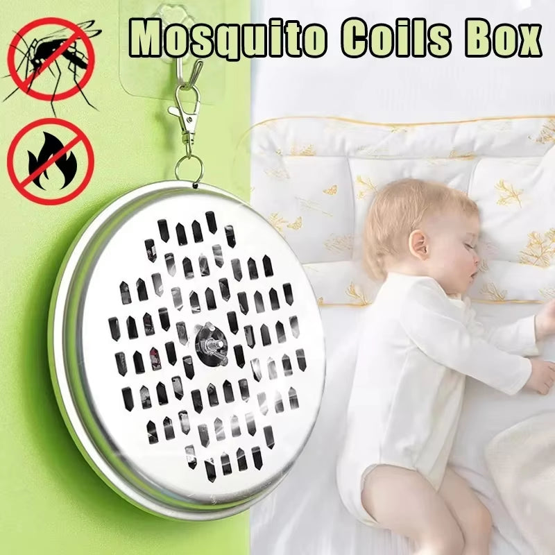 Mosquito Coils Holder Stainless Steel Mosquito Coil Box with Cover round Mosquito Coil Tray Easy to Clean Anti-Mosquito Supplies