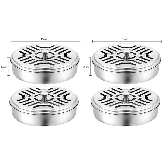 Mosquito Coils Holder Stainless Steel Mosquito Coil Box with Cover round Mosquito Coil Tray Easy to Clean Anti-Mosquito Supplies