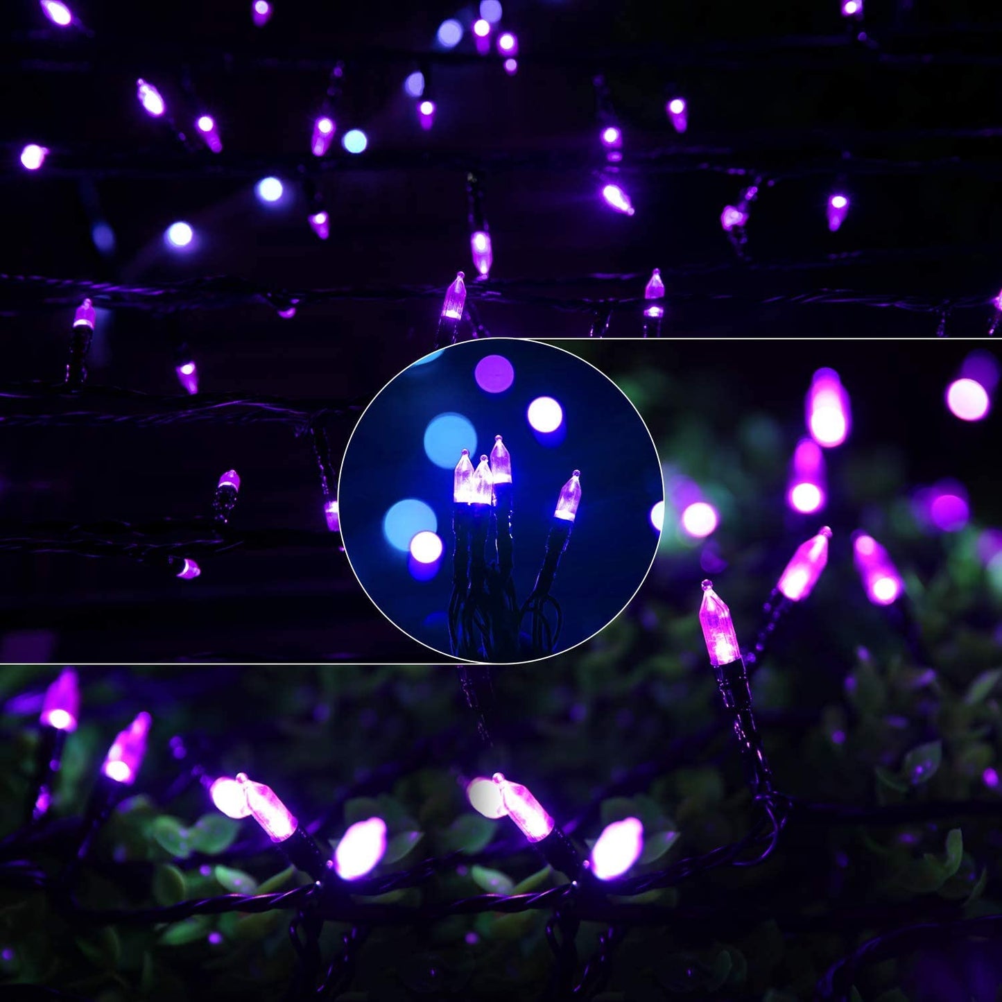 Halloween String Lights Outdoor, 98 Feet 300 Led Christmas Lights with 8 Lighting Modes for Halloween Party Christmas Xmas Tree Lights Decor(Purple)